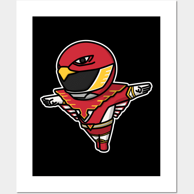 Red Hawk Choujin Sentai Jetman Chibi Style Kawaii Wall Art by The Toku Verse